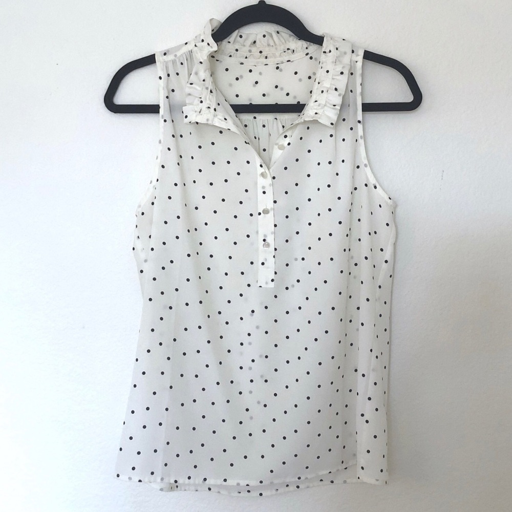 J. Crew | Sleeveless Polka-dot Blouse